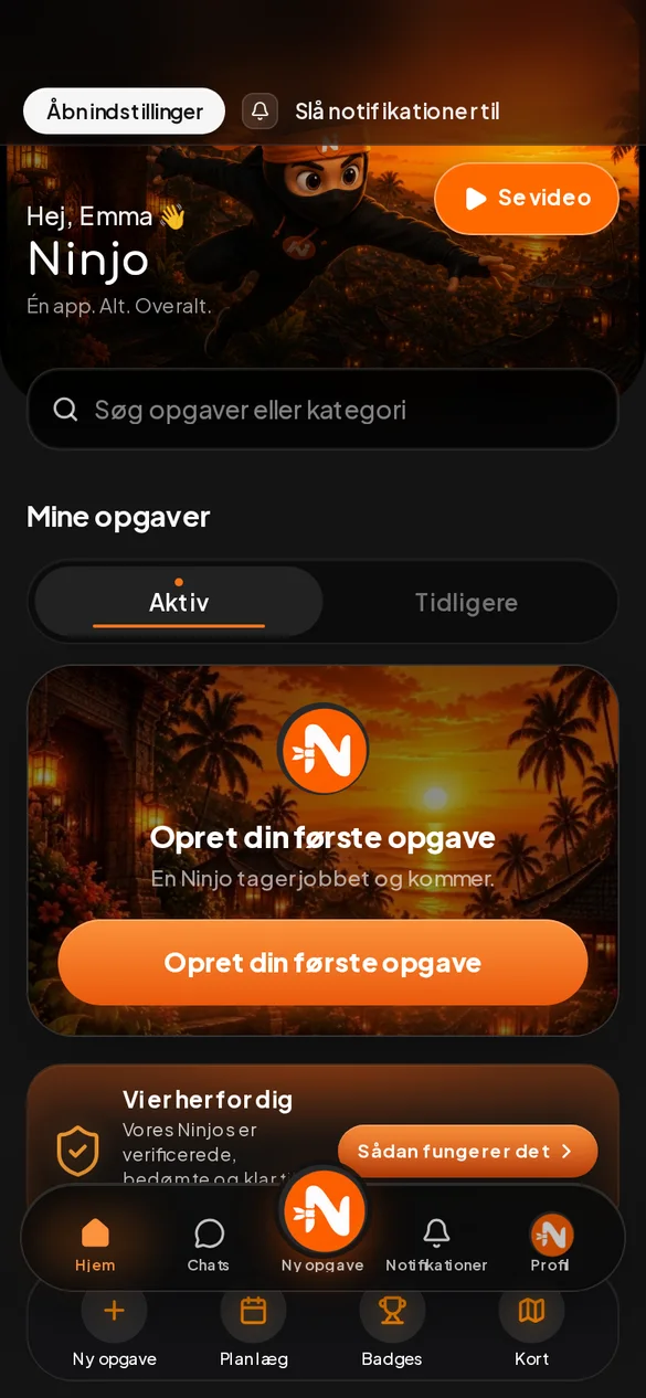 Ninjo — app, logget ind